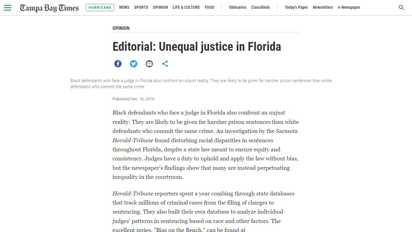 Editorial: Unequal justice in Florida - Tampa Bay Times